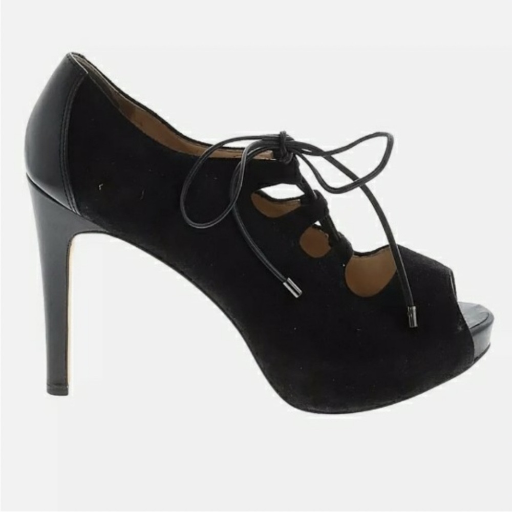 Talbots Erica2 Black Peep-Toe Lace-Up Heels sz.8.5